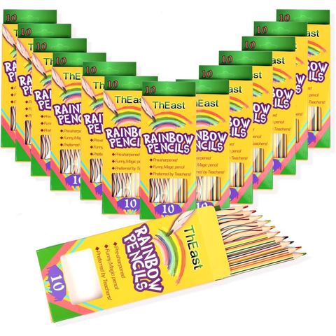 ThEast 4-in-1 Rainbow Pencils, 140 Pack (14 Boxes of 10)