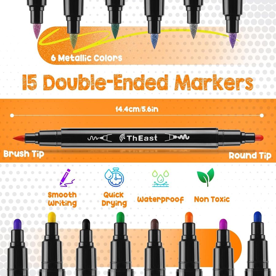 ThEast Dual-Tip Face Painting Markers, 15 Colors — view 2