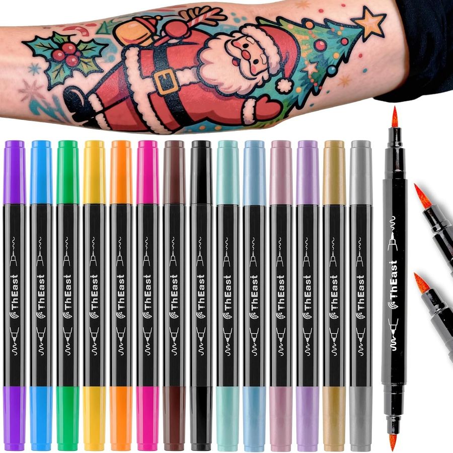 ThEast Dual-Tip Face Painting Markers, 15 Colors