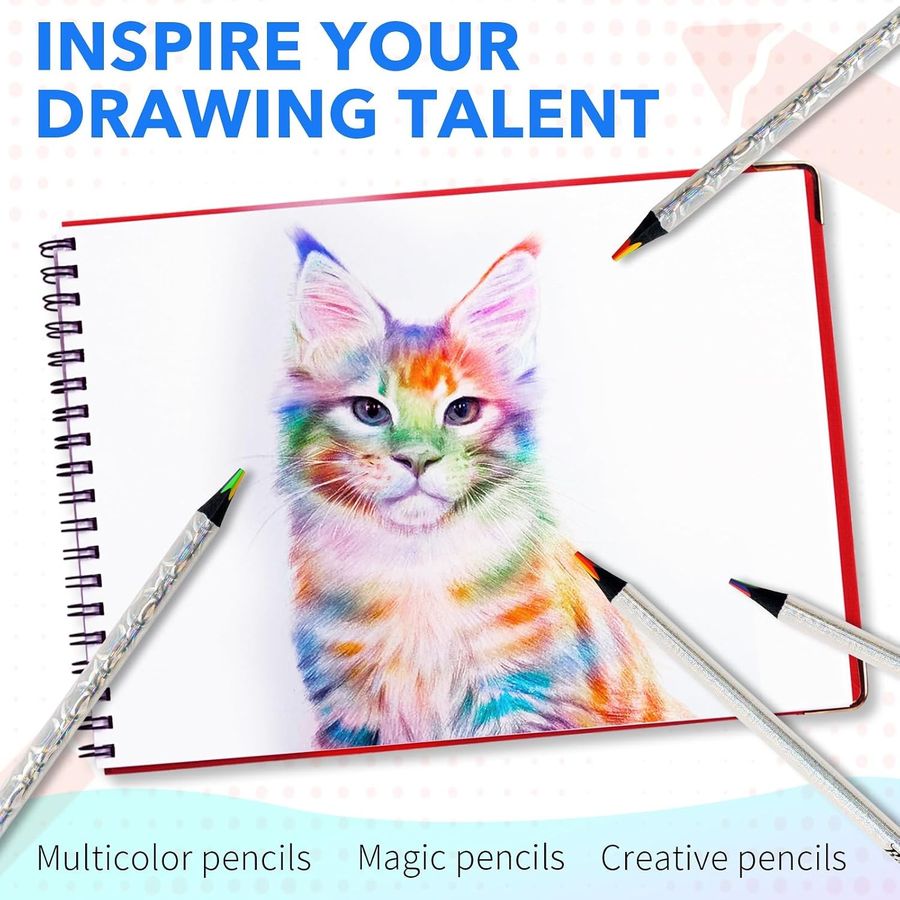 ThEast Holographic 4-in-1 Rainbow Pencils, 10 Pack, Black Wood — view 5