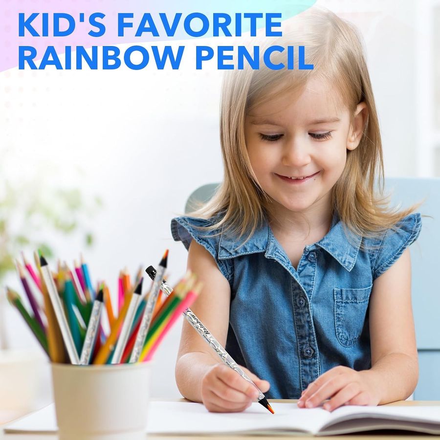 ThEast Holographic 4-in-1 Rainbow Pencils, 10 Pack, Black Wood — view 6