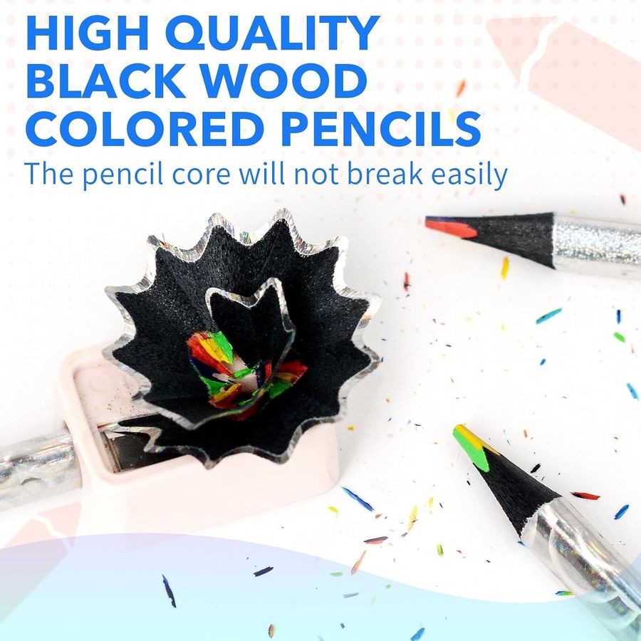 ThEast Holographic 4-in-1 Rainbow Pencils, 30 Pack, Black Wood — view 4