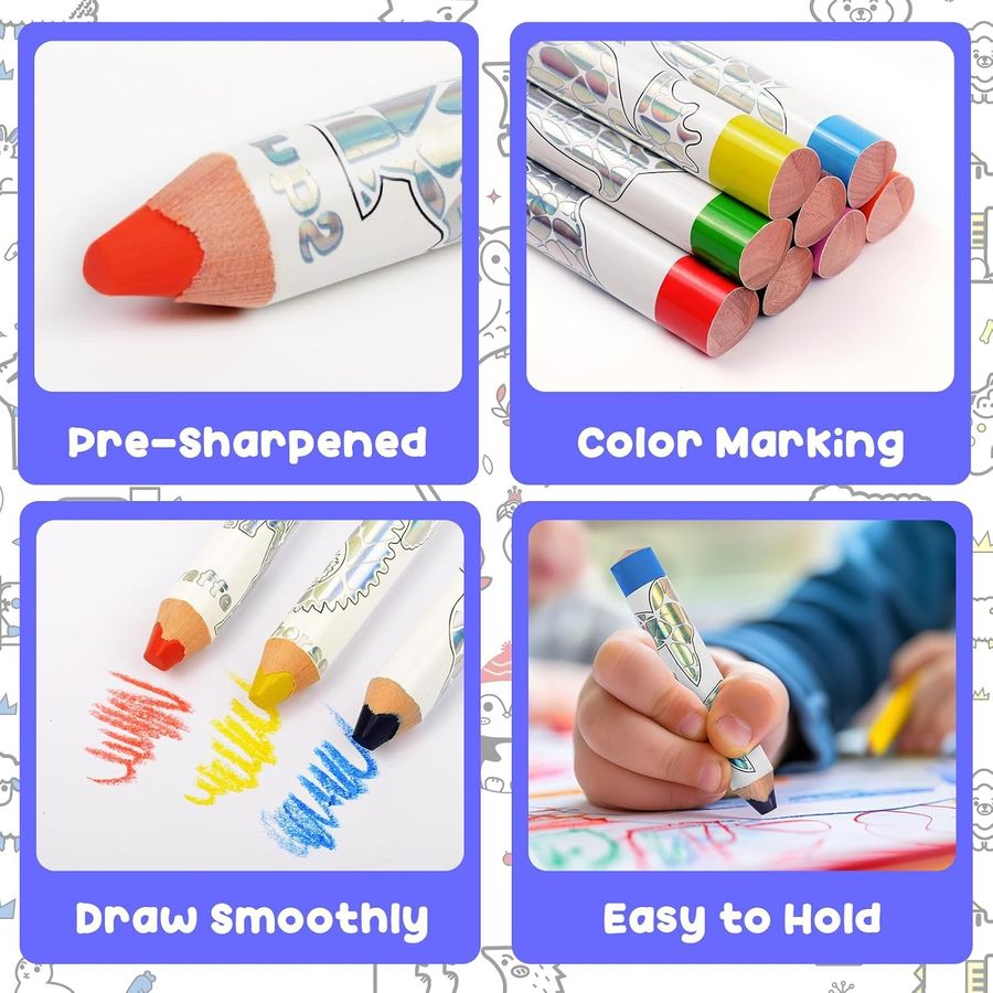ThEast Jumbo Triangular Toddler Colored Pencils, 8 Colors — view 2
