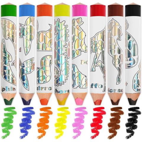 ThEast Jumbo Triangular Toddler Colored Pencils, 8 Colors