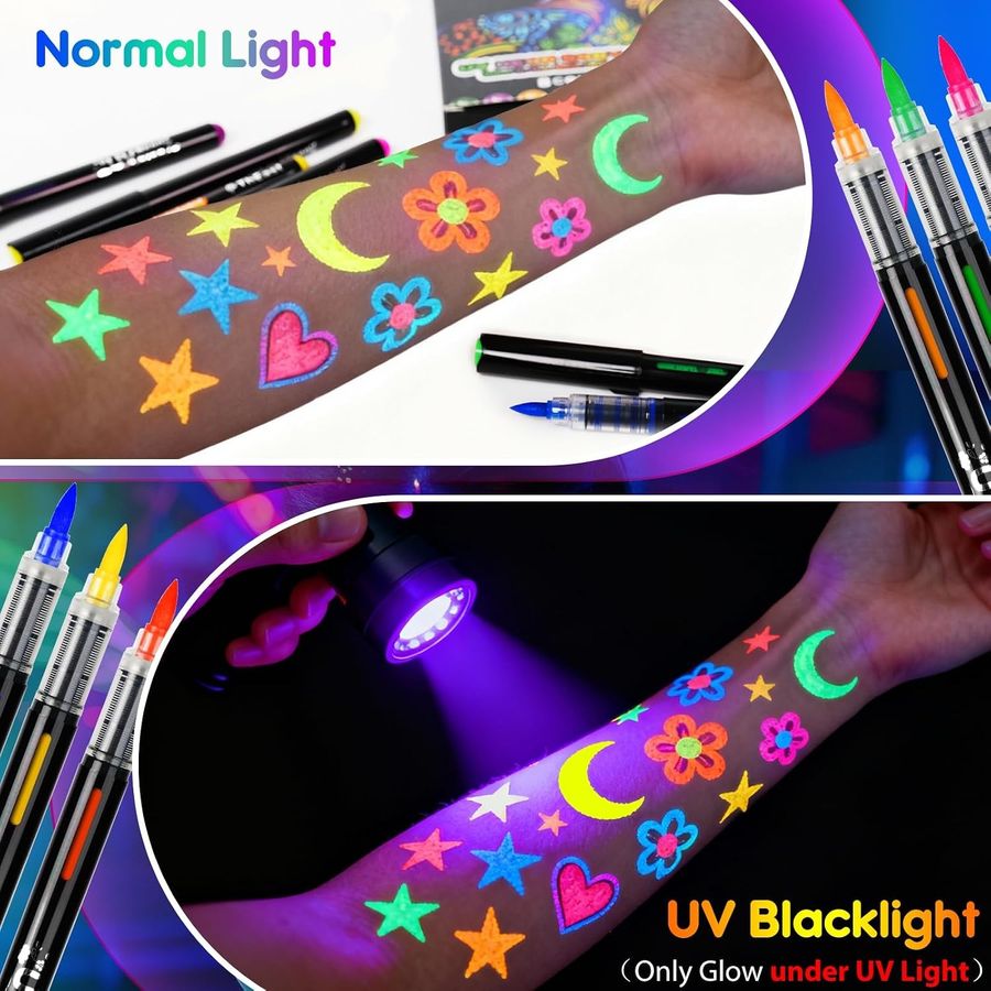 ThEast UV Blacklight Neon Face & Body Paint Markers, 8 Colors — view 3